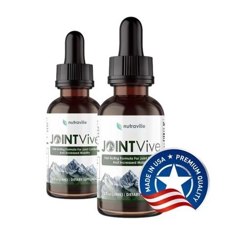 JointVive by Nutraville, a liquid joint supplement of nine plant extracts sold in 2 fl oz dropper bottles